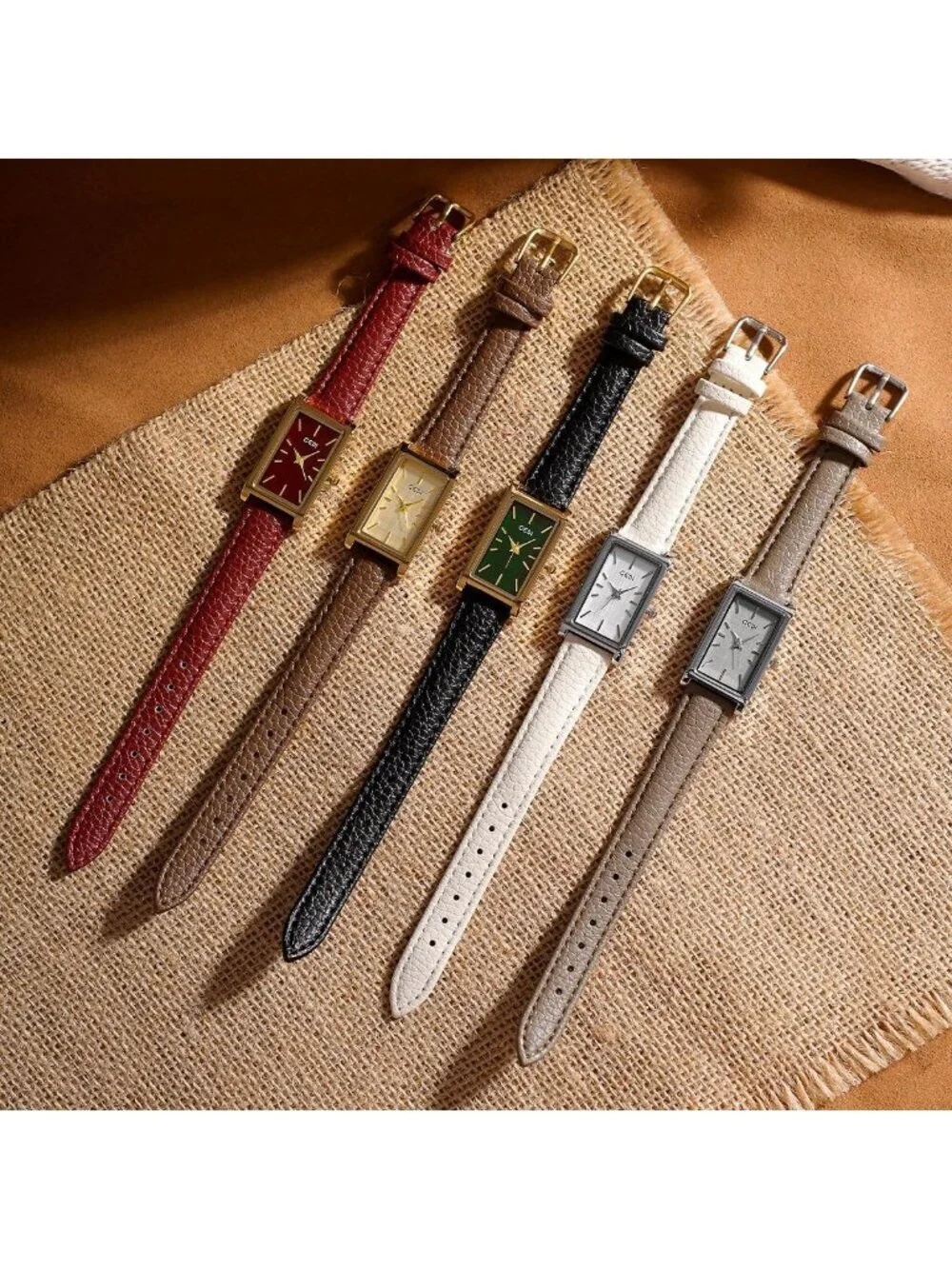 Women's Grey And Silver Analog Ultra-Thin Rectangle Vintage Square Wrist Watch